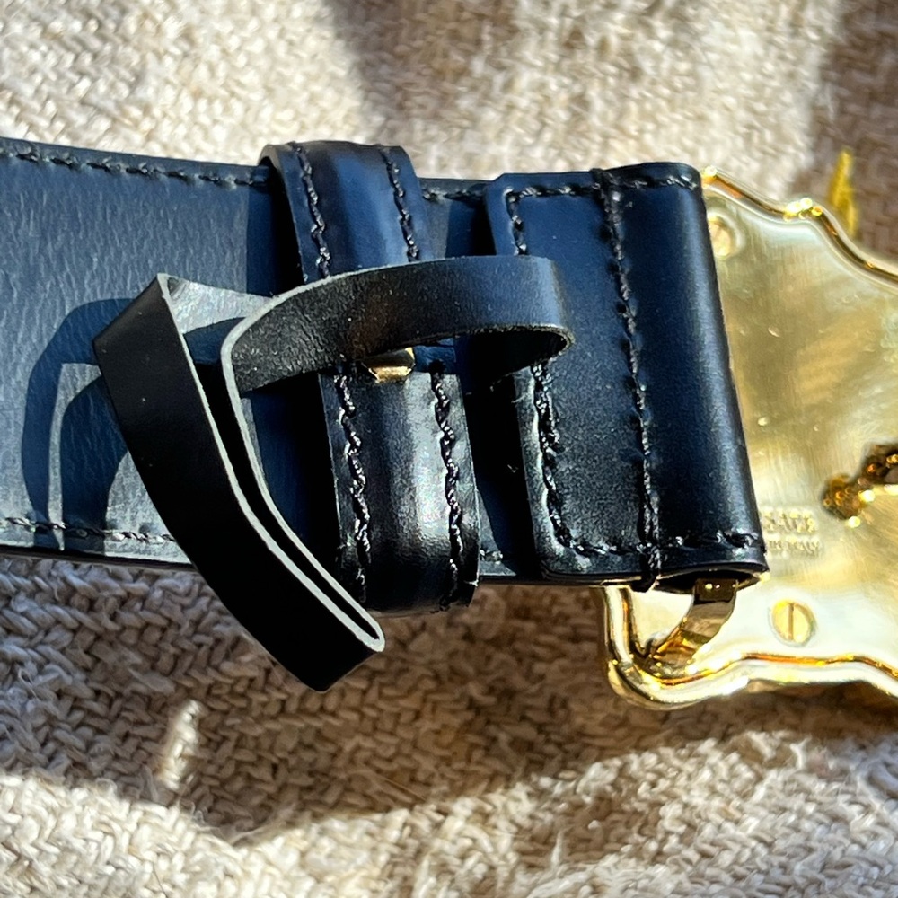 Versace Black Belt with Gold Medusa Accent - Picture 7 of 7
